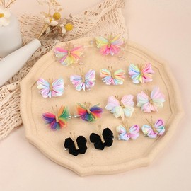 6 Pcs Tulle Mesh Butterfly Hair Clips Colorful Butterfly Hair Barrettes Butterfly Alligator Hair Clamps Wedding Hair Accessories for Baby Girls Pink Blue Purple