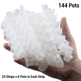 24 Strips Empty Paint Pots Strips 144 Pots 2ml/ 0.07 oz Mini Paint Cup Pots with Lids Small Acrylic Paint Storage Containers Arts Crafts Supplies for Classrooms School Festival