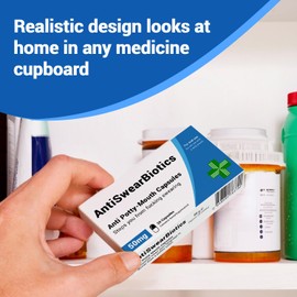 AntiSwearBiotics - Funny Rude Joke Prank Pill Box, Swear Jar, Secret Santa Gifts Men, Funny Gifts for Men, Funny Gifts for Women, Stocking Fillers Women, Secret Santa Gifts Under 10 pounds