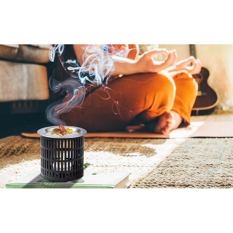 Incense Burner Made of Iron Black [Height 8 cm, Handmade]