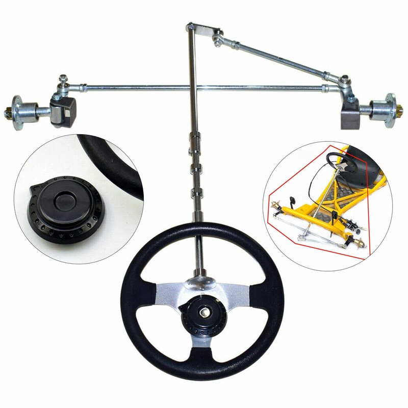 DDBESSIC Go Kart Steering Kit, 640mm Front Steering Wheel Gear