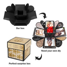 Explosion Box, DIY Love Memory, Scrapbook, Photo Album Box for Birthday, Anniversary, Wedding, Valentine, Mother's Day, Father's Day and Christmas (4 Faces)