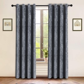 Thick Double-Sided Chenille Window Curtains for Living Room Grey Room Curtains for Window,Grommet Top, Pack of 2 (Grey, 52" W x 96" L)