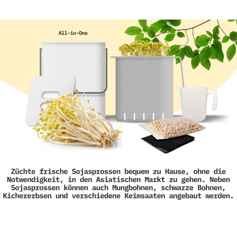 Soy Sprout Growing Set All-in-One Complete Set for Home: Simple,