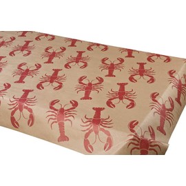 N. F. String & Son, Inc. Lobster Print Heavy-Duty Paper Table Cover, 40 in. Wide x 100 Ft. Long, Brown Kraft