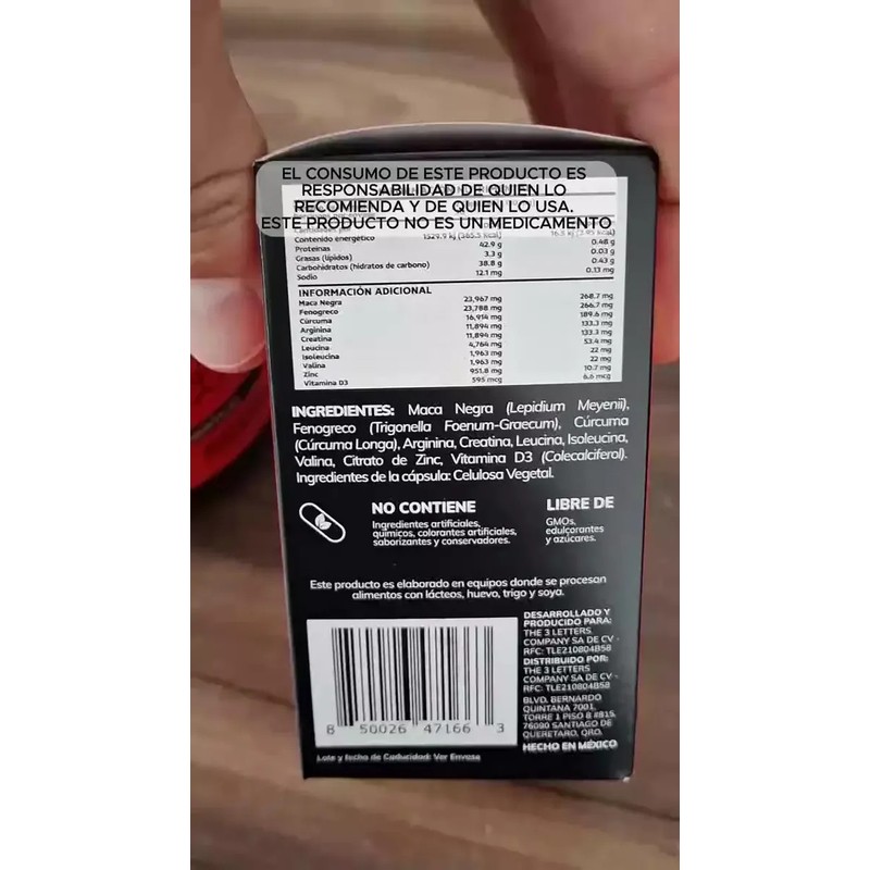 TES70 Vitaminas Hombres Maca Negra Peruana, Fenogreco, Creatina, Arginina, Cúrcuma