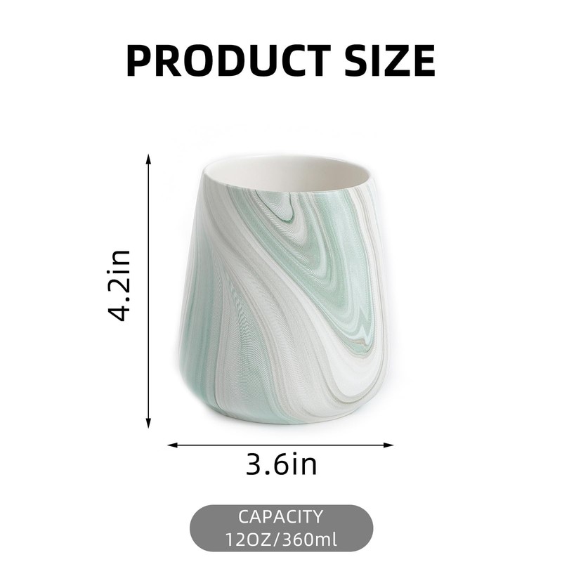 Marble Green Toothbrush Holder for Bathroom - Ceramic Tooth Brushing