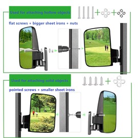 HKOO Golf Cart Folding Side View Mirrors for Club Car, EZGO, Yamaha, Star, Zone Carts