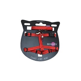 Bobby Safe - Cat Harness and Lead - Escape Protection - Reflective Resistant - Red - 25-38 x 10 cm