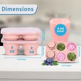 UR Happy Place Silicone Freezer Tray with Lid - Stackable 2 oz Large Ice Cube Molds for Homemade Purees, Egg Bites, Broth Food Storage - Dishwasher Safe (Pink) - 2 Pack
