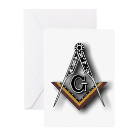 CafePress Masonic Square And Compass Greeting Cards Greeting Card (20-pack), Note Card with Blank Inside, Birthday Card Glossy