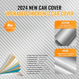OWEEIO 30 Layers Car Cover for Automobiles All Weather Waterproof, Outdoor Snowproof UV Protection Windproof, Door Zipper, Soft Cotton, Heavy Duty Universal Car Covers, (Silver, Fit Sedans 201"-210")