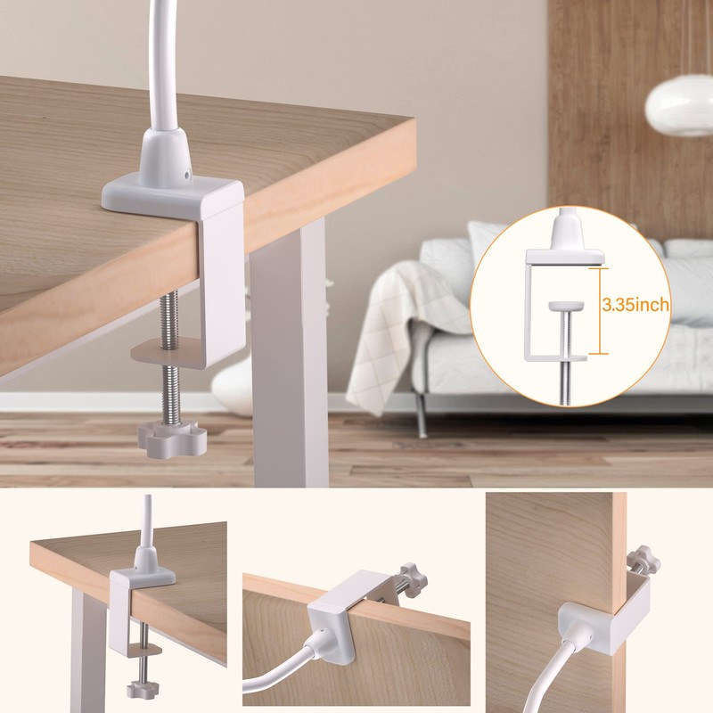 LED Desk Lamp With Clamp, 10W Gooseneck Lamps Touch Control,Swing