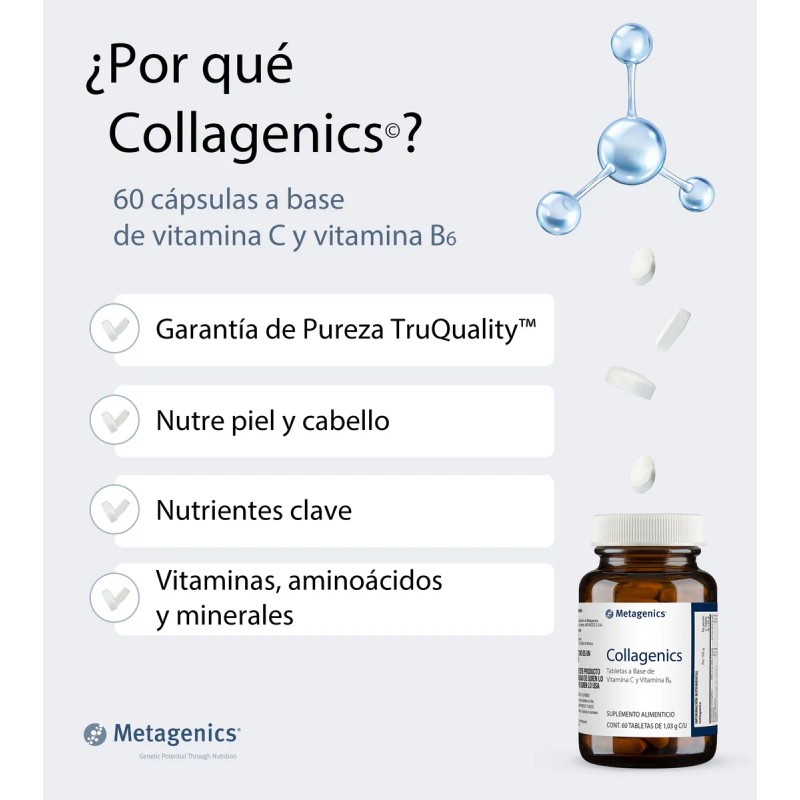 Collagenics Suplemento Colágeno Vitamina C Y B6 60 Tabletas