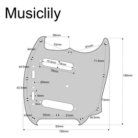 Musiclily Pro 12-Hole Guitar Pickguard for MIJ Fender Japan Mustang, 3Ply White
