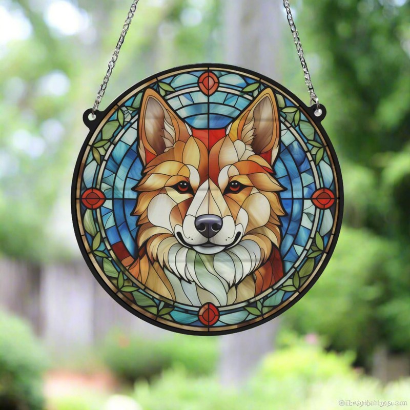 Shiba Inu Stained Glass Effect Suncatcher Gift for Dog Lovers