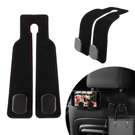 2Pcs Universal Car Seat Back Double Hook, Heavy Duty Headrest Purse Hooks, 2 in 1 Leather Car Multifunctional Hook, Auto Storage Organiser Hooks, Car Inside Hangers for Bags Grocery Handbag