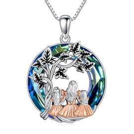 Dorunmo Mother Daughter Necklace Sterling Silver Mother and Two Daughters Necklace Daughter Gift from Mom Christmas Jewelry Gifts for Women