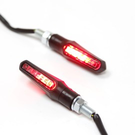 E-Mark Agit Motorcycle Amber LED Turn Signal Light Indicator Red Brake Light Waterproof 12V Smoke Lens