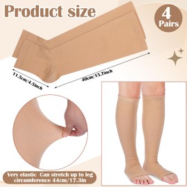 Coume 4 Pairs Leg Skin Protectors for Thin Skin Elderly Leg Sleeves Protect Sensitive Leg Skin from Tears, Bruising, Abrasions & Sun Exposure Toeless Sock Protector for Legs (XL)