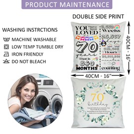 SAMAR 70 Years old Birthday gift idea, Cushion cover pillow 41x41cm size with filling insert printed both sides, Machine washable and iron friendly for him and her 70th birthday