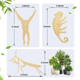 Rainteam Plant Animal Decor Cute Brass Plant Hanger Ornaments for Gardeners Plant House Forests Decorations Pots Funny Plant Accessories for Plants Lover Gifts (3 Animals)