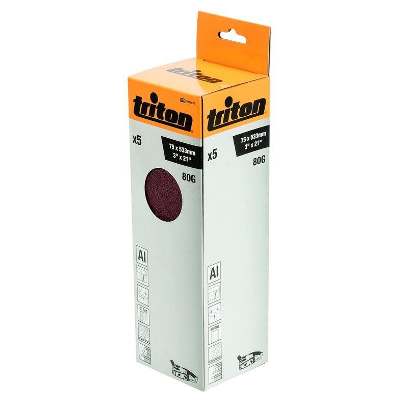 Triton Sanding Belt 76 x 533mm 5pk 80 Grit (750676)