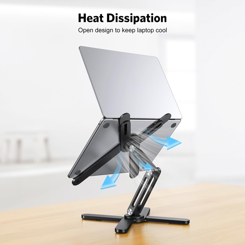 OMOTON 360° Rotating Laptop Stand Riser for Desk, Ergonomic Foldable