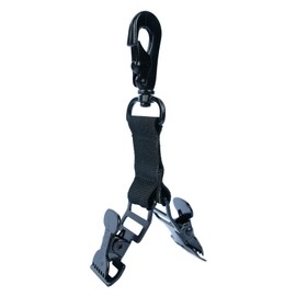 MELOTOUGH Firefighter Glove Clip Strap - Heavy-Duty Double Clip Design with Swivel Snap Hook | Anti-Loss Glove Holder for Firefighting & Work (Alligator Clip 2 head-Black)