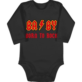 Shirtracer - Baby Bodysuit Long Sleeve Girl Boy - Sayings - BA BY Born to Rock Red, 1 black