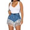 Women's Rhinestone Pearls Tassels Raw Hem Shorts Frayed Ripped Hot