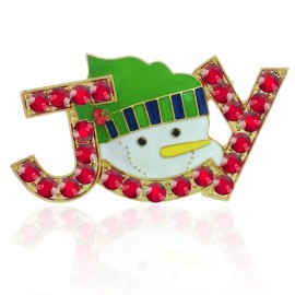 FixtureDisplays Gold Plated Crystal & Epoxy Holiday Joy Brooch Pin