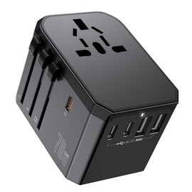 70 W Adaptador Enchufe Universal, Adaptador Enchufe de Viaje Con 3USB-C, 2USB-A y 1CA, Adaptador Internacional para Alemania EE.UU. Reino Unido Francia España Japón Italia AUS más de 200 países