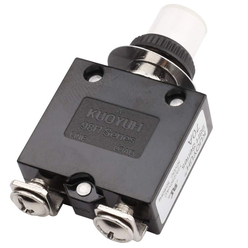 Clyxgs Thermal Circuit Breaker, 70A 125/250V AC 32V DC, Push
