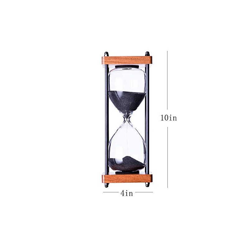 Large Hourglass Timer 60 Minute, Decorative Wooden Sandglass, Black