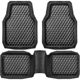 CAR PASS - Alfombrillas de goma resistentes para coche, juego completo de 3 piezas para todo tipo de clima, duradero, antideslizante, impermeable,