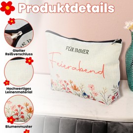 Retirement Gift Women, Retirement Gift, Double-Sided Cosmetic Bag for Retirement, Retirement Gift, Farewell Gift, Colleagues Pension Cosmetic Bag, Waterproof Linen, 25 x 17 cm, 3