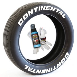 Tire Stickers Continental Tire Lettering Add-On Accessory - Easy DIY with Glue & 2oz Touch-up Cleaner / 17-18 Inch Wheels / 1.00 Inches/White / 8 Pack