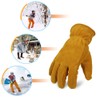 OZERO Winter Thermal Leather Work Gloves with Thick Imitation Lambswool
