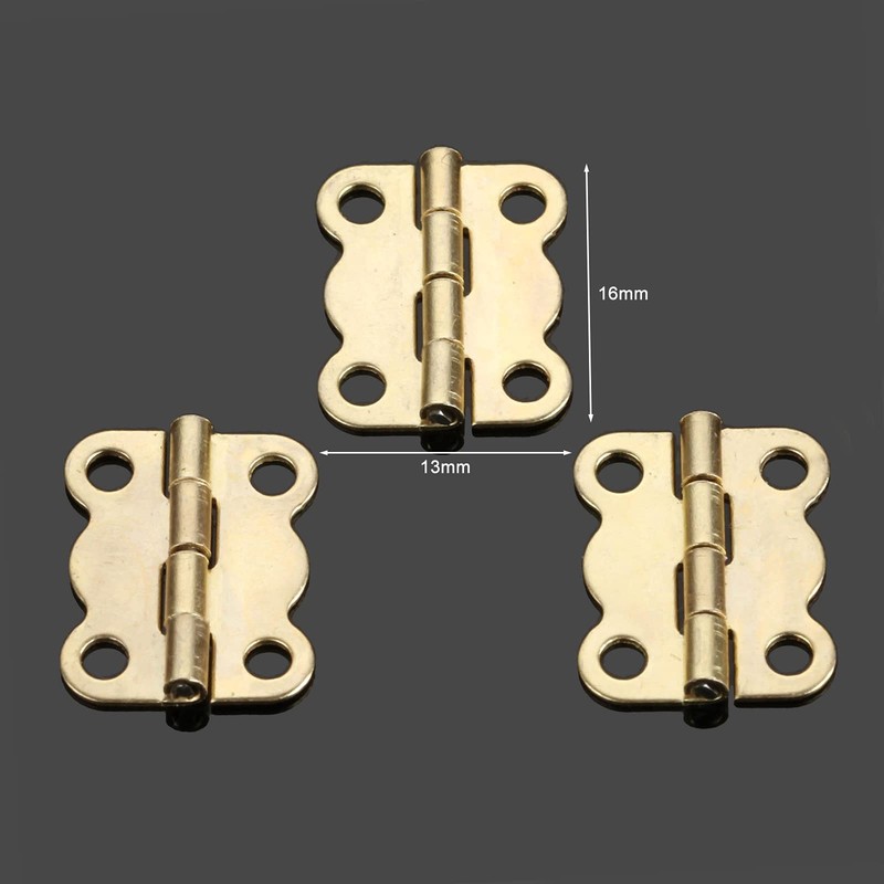 Mini Hinges, Trigger Hinges, 50 Pieces, For Wooden Boxes, Flat