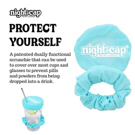 Nightcap - The Drink Spiking Prevention Scrunchie, Anti Spike Drink Covers, Drink Protector Scrunchies for Women, Fits Most Cups & Glasses, Reusable - Blue
