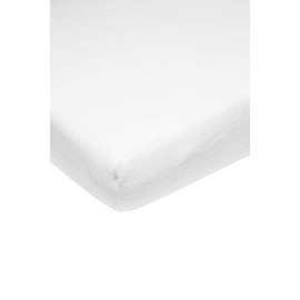 Meyco Baby Uni Molton Stretch Fitted Sheet for Junior Bed (Waterproof Mattress Protector, Extra Elastic and Breathable, Bed Cover Made of 80% Cotton, Dimensions: 70 x 140/150 cm), White
