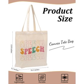 Funny Speech Therapy Gifts Speech Pathologist Gifts SLP Canvas Tote Bag for Women Medical Assistant Nurse Occupational Respiratory Therapy Christmas Birthday Shopping Work Tote Reusable Grocery Bags