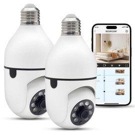 YnGia Bulb Security Camera, Wireless Light Bulbs 2.4G WiFi Light Socket Camera with Night Vision, AI Detection, Two Way Audio for Home Security