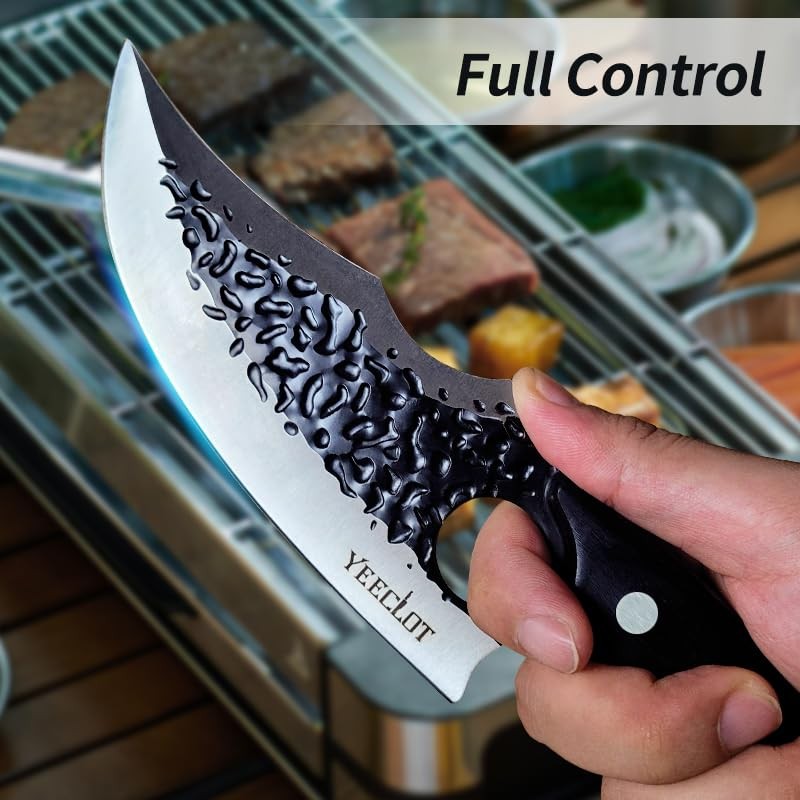 Cuchillo Forjado a Mano Vikingo，Yeeclot Martillado Cuchillos Chef De Cocina