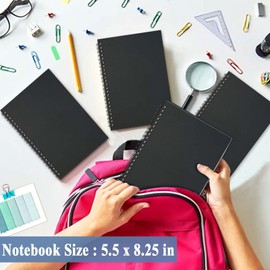 GINMLYDA Pack of 6 Spiral Notebooks A5, Small Notebooks 21 x 14.5 cm, 60 Lined Sheets, Notebook A5 Blank Black Kraft Cover Writing Notepad for School Home Project Notes Office Gifts
