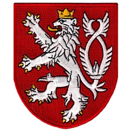 Czech Coat of Arms Patch Bohemia Shield Embroidered Iron-On Crest Lion