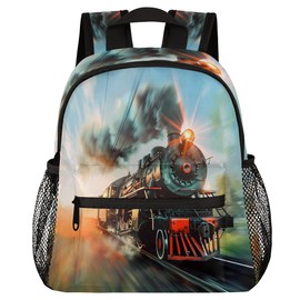 Peaom Steam Train Toddler Backpack for Boys Girls Kids Cartoon Mini Backpacks Casual Daypack Preschool Kindergarten Bookbag Travel Backpack