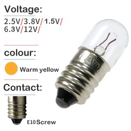 MEETOOT 25pcs E10 Mini Light Bulbs 6.3V 0.15A Physical Electrical Experiment Screw Base Indicator Light Incandescent Bulb Old-Fashioned Flashlight Lamp