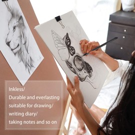 MMSZHL Lápiz de Metal Infinito, 2 Pcs Lápiz Infinito, Bolígrafo sin Tinta de Escritura de Larga Duración con 4 Cabezales Reemplazables, Nunca Afila Lápiz Eterno Sin Tinta (Negro, Oro)